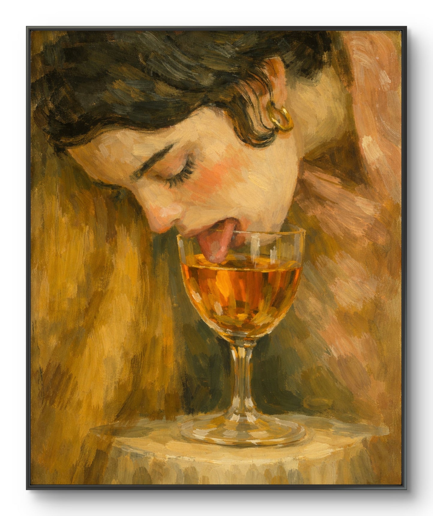 The one licking from the glass