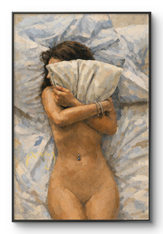 The one hugging the pillow