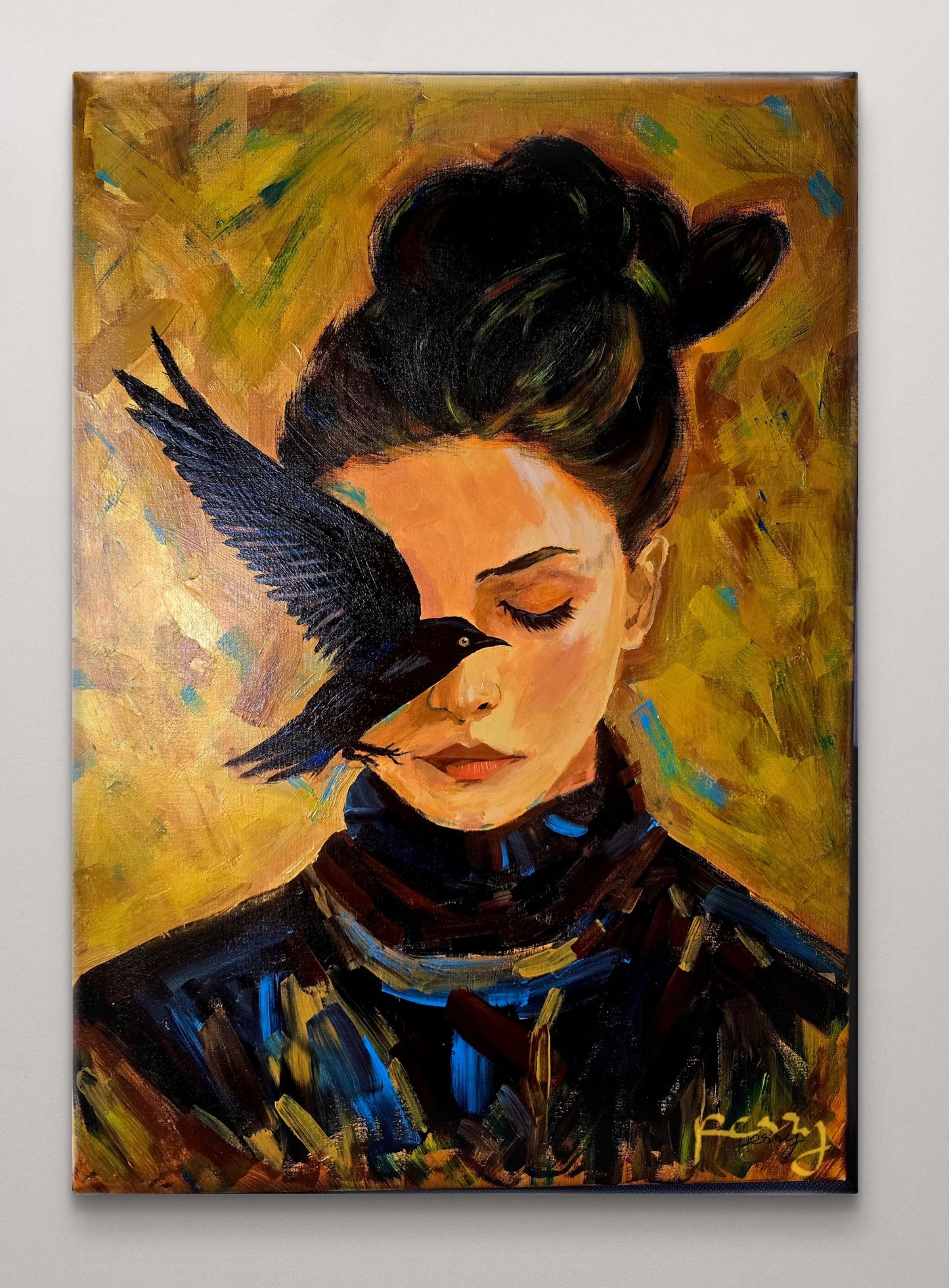 The one with the bird before her face (Original)