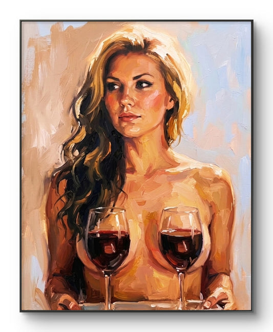 The one carrying wine glasses on the tray
