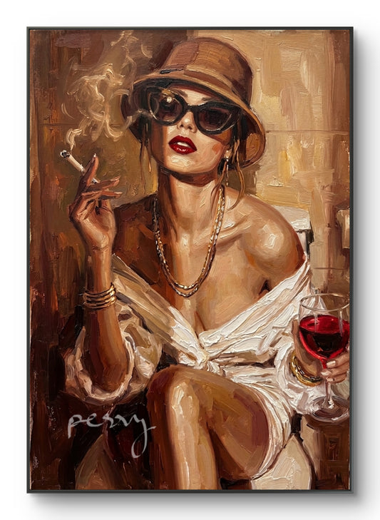 The one in the toilet smoking and drinking wine