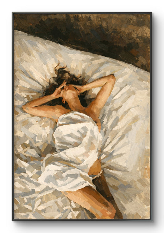 The one in bed covering her face