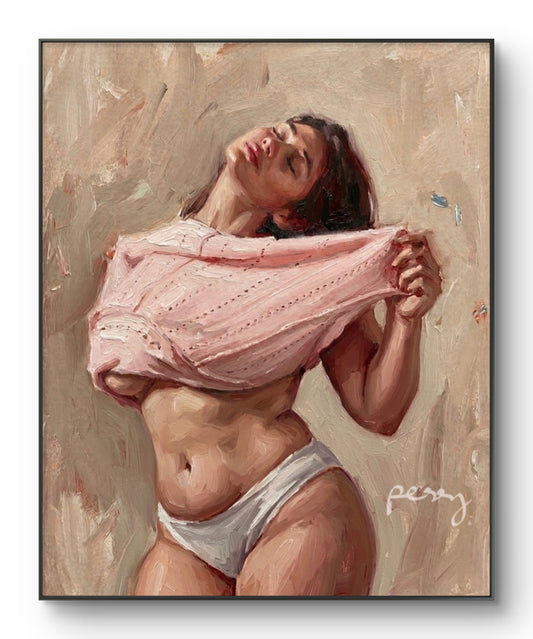 The one taking off her blouse