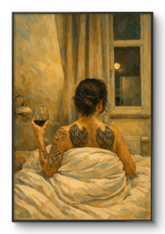 The one with angel tattoos on her back