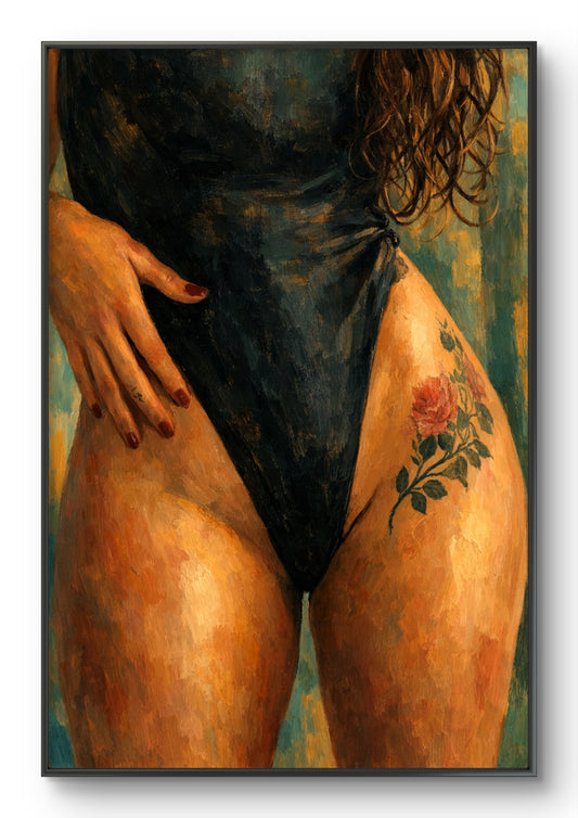 The one with the tattoo on her upper leg