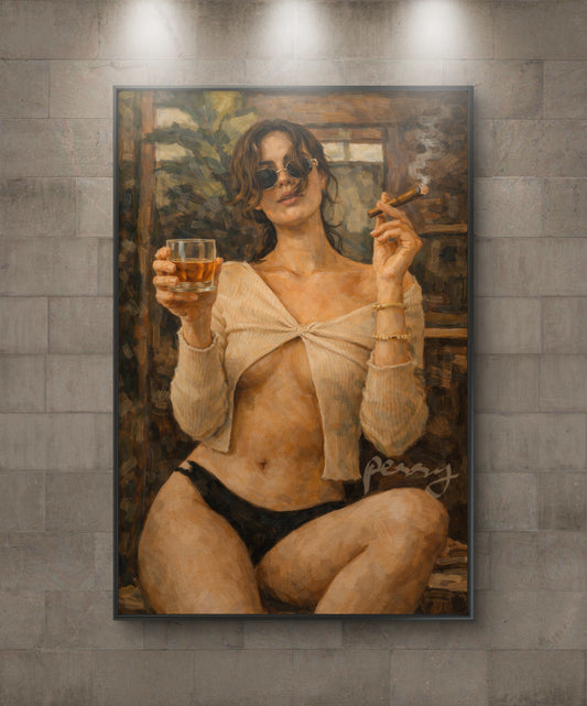 The one with cigar and whiskey