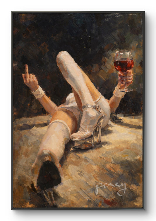 The one lying on the floor with wine and middle finger up
