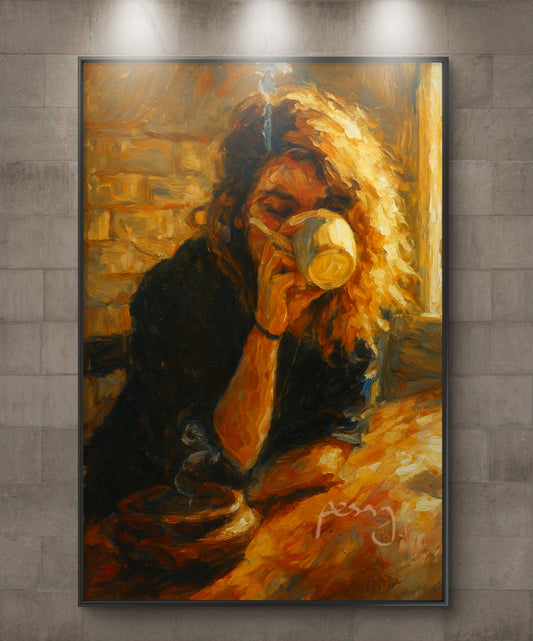 The one drinking coffee and smoking at the same time