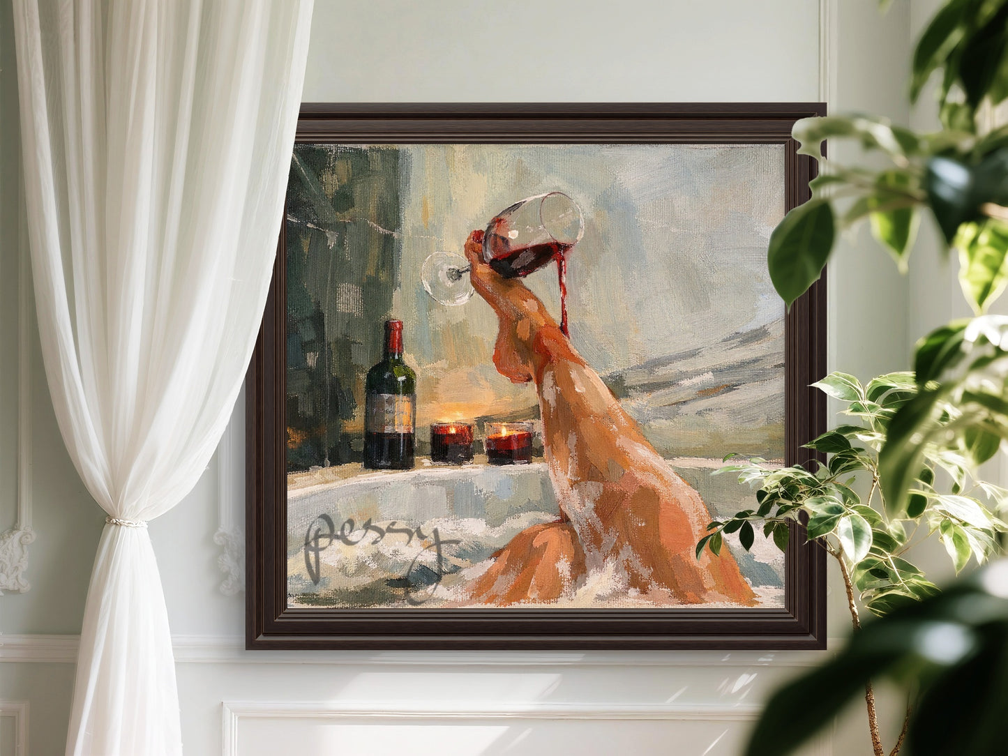 The one in the bathtub spilling the wine