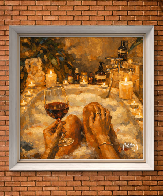 The one in bathroom with wine and candles
