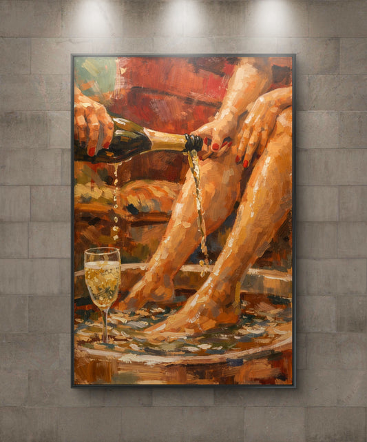The one pouring white wine on feet