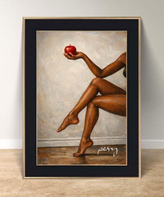The one holding an apple