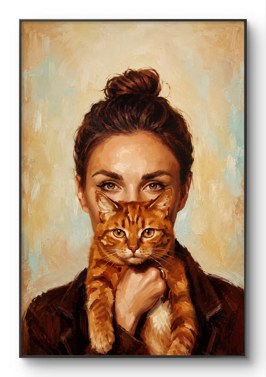 The one holding a cat on her face