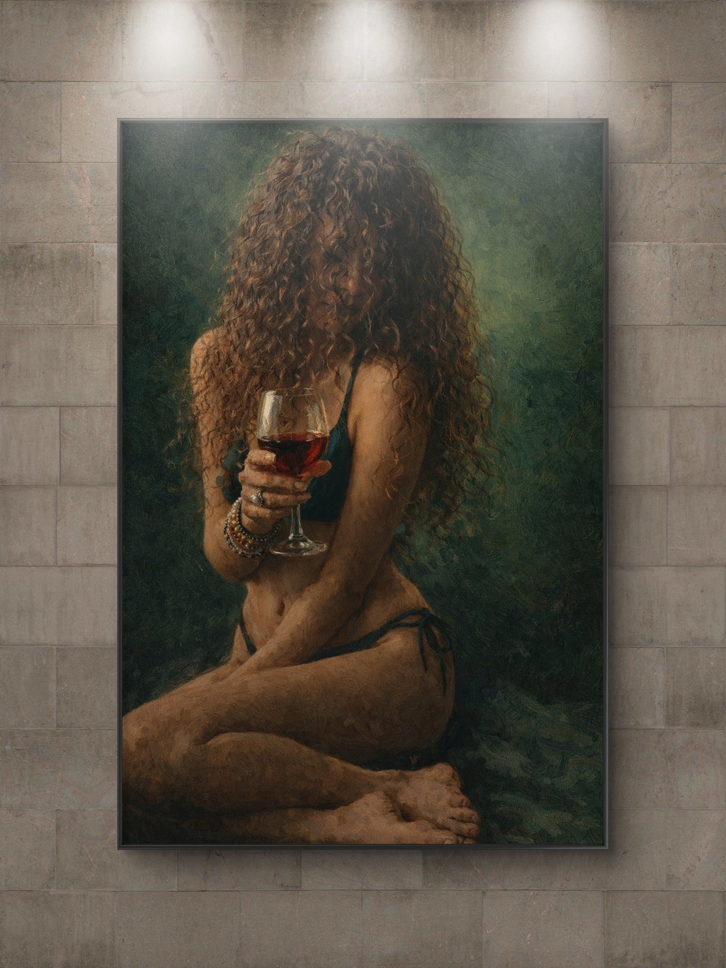 The one with long curly hair covering her face