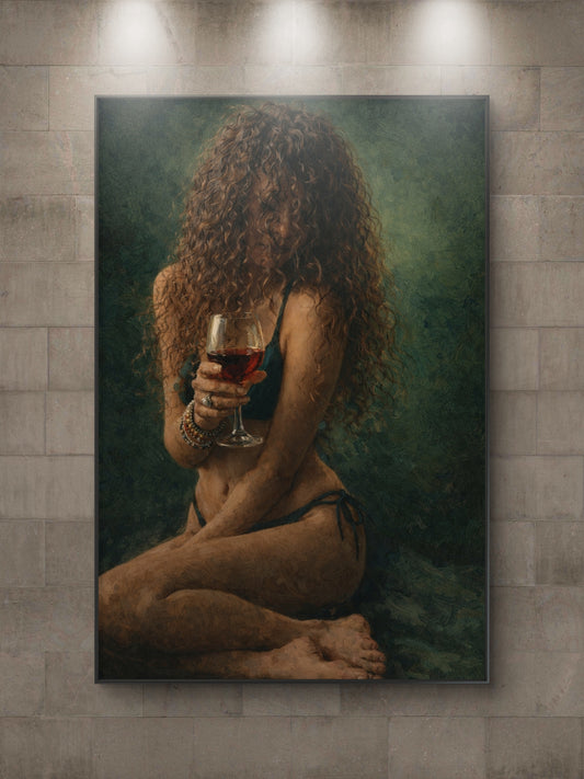 The one with long curly hair covering her face