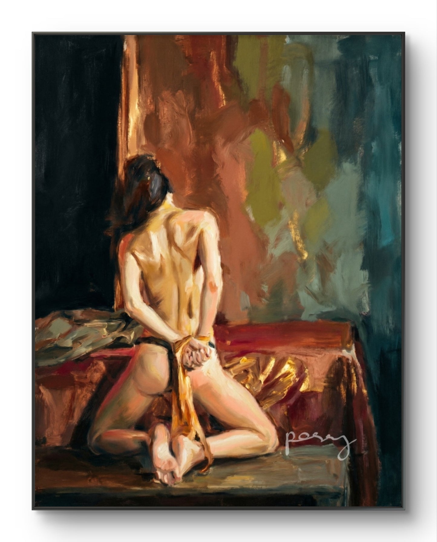 The one hands tied up on her back