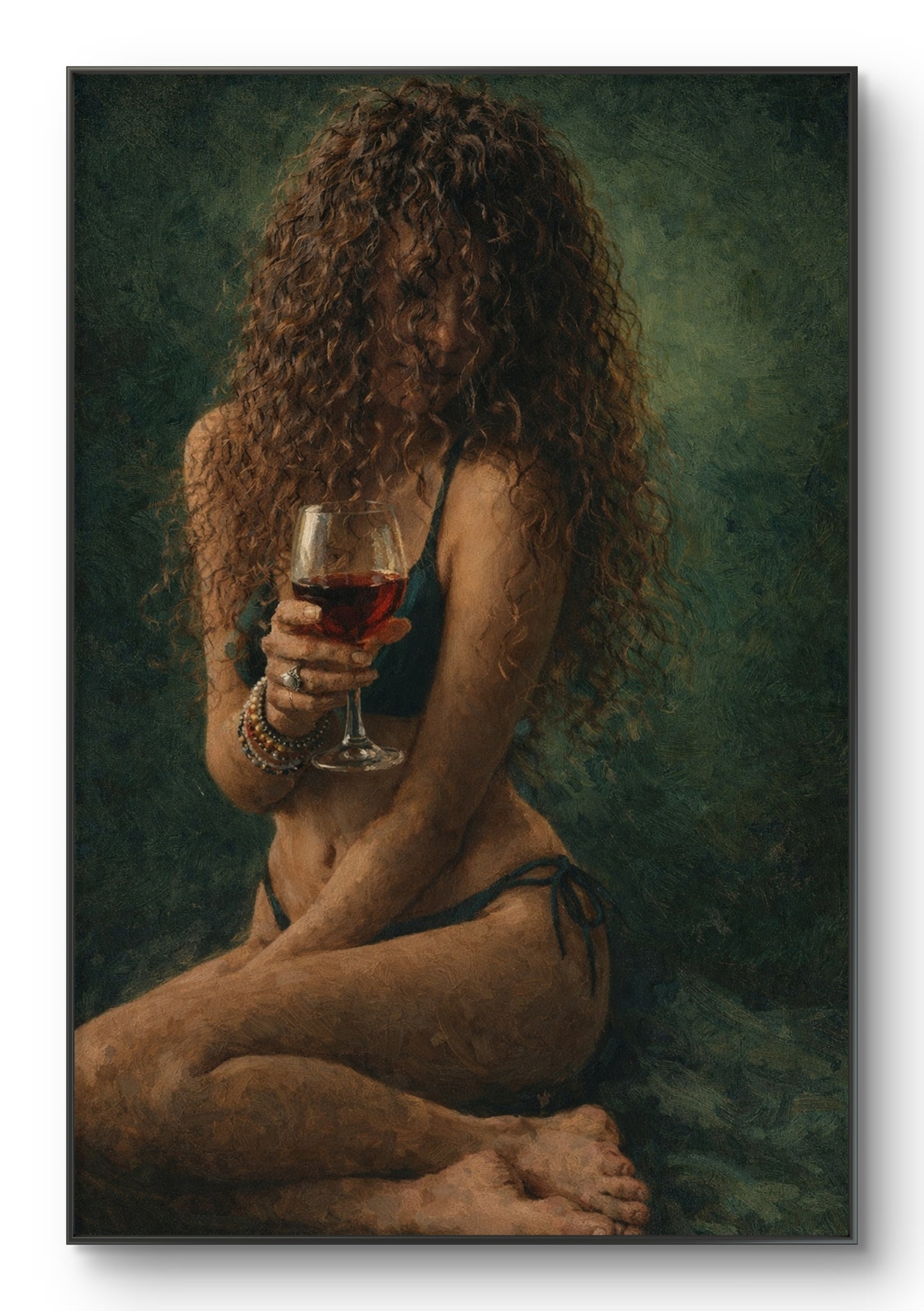 The one with long curly hair covering her face