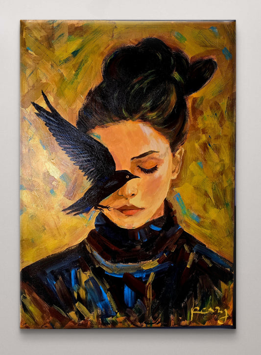 The one with the bird before her face (Original)