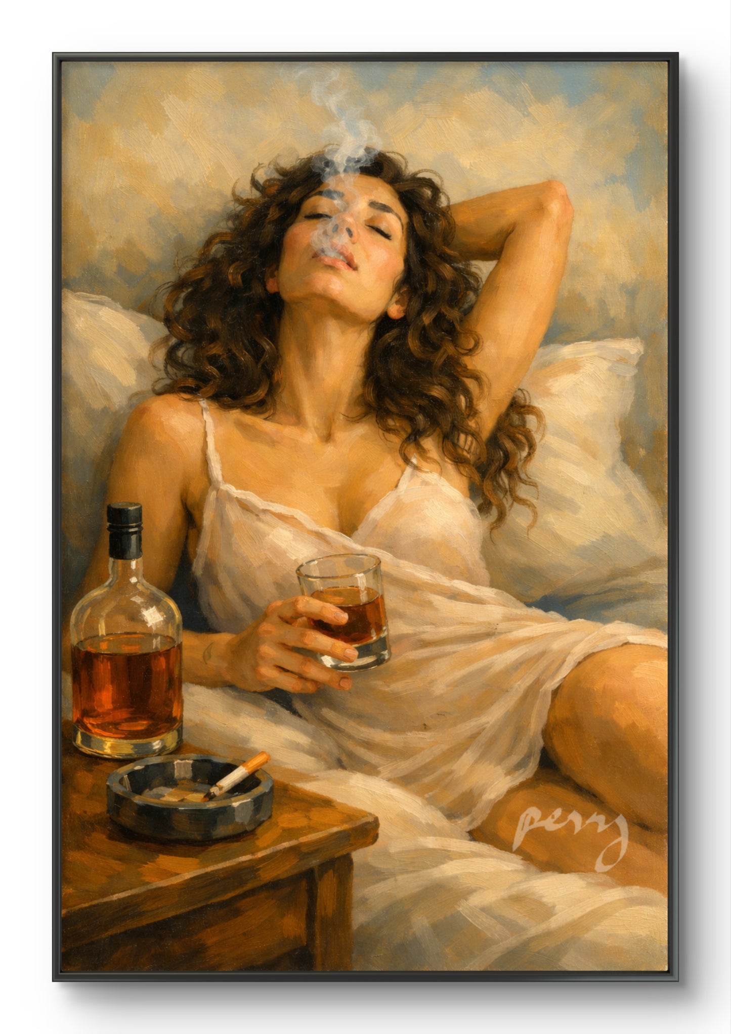 The one smoking and drinking Whiskey
