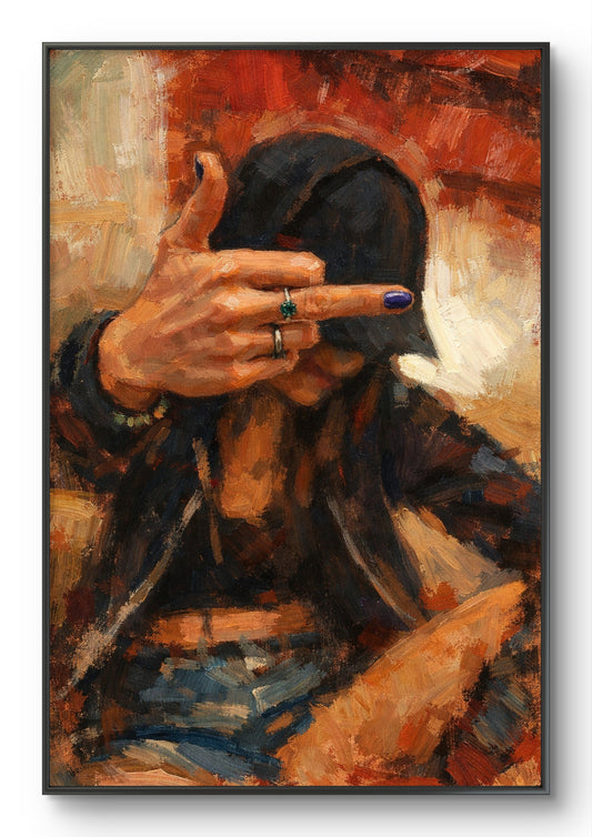 The one head down giving the finger