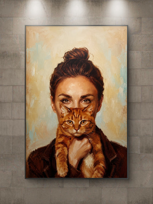 The one holding a cat on her face