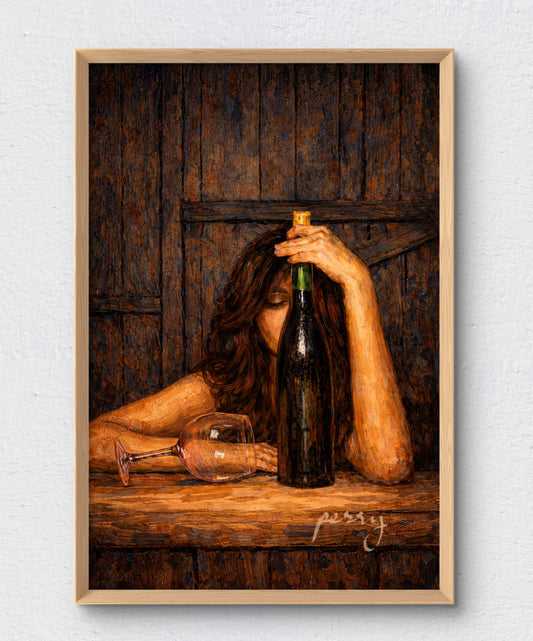 The one holding the wine bottle