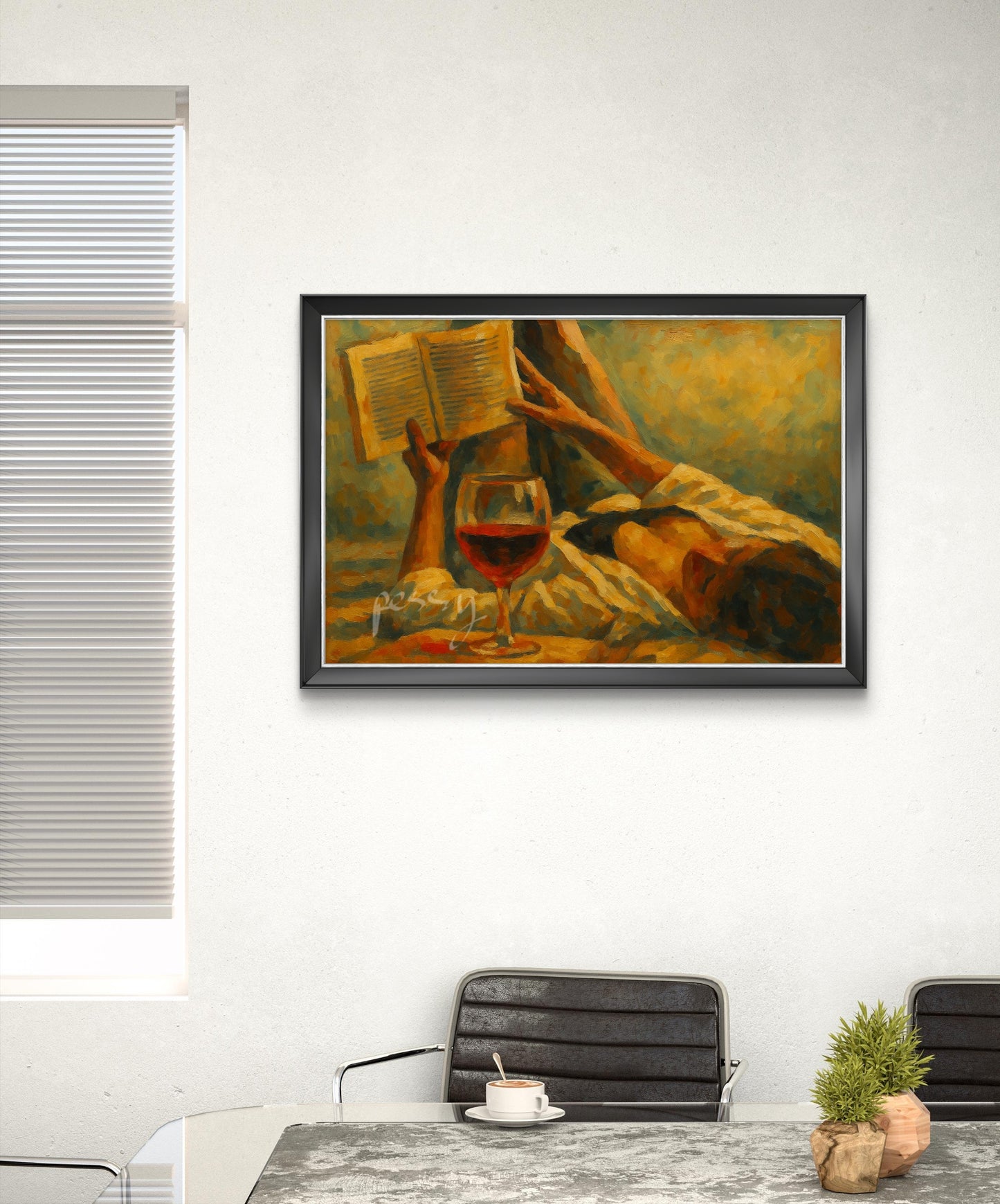 The one with the Book and Wine (Landscape)