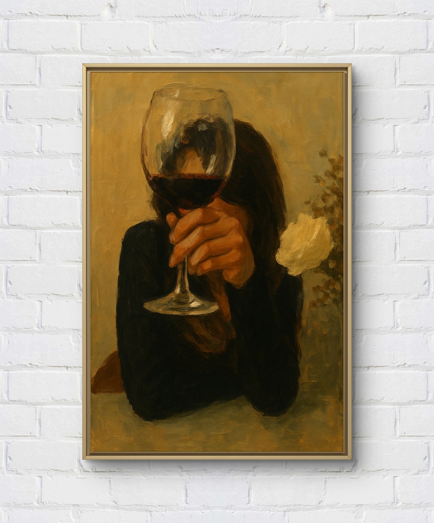 The one with the flower and wine