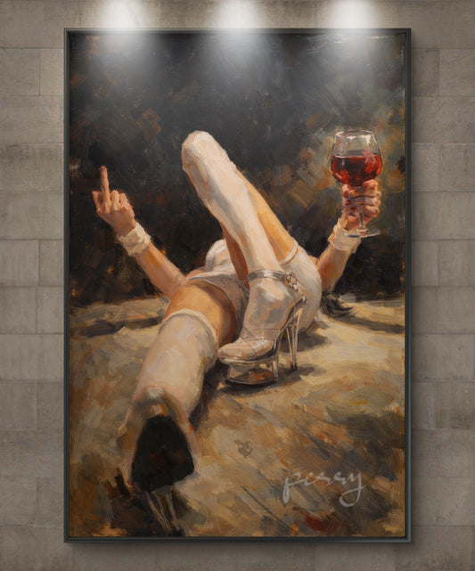 The one lying on the floor with wine and middle finger up