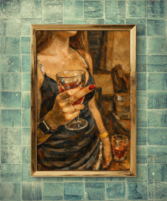 The one holding the glass middle finger up