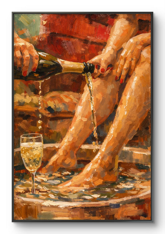 The one pouring white wine on feet