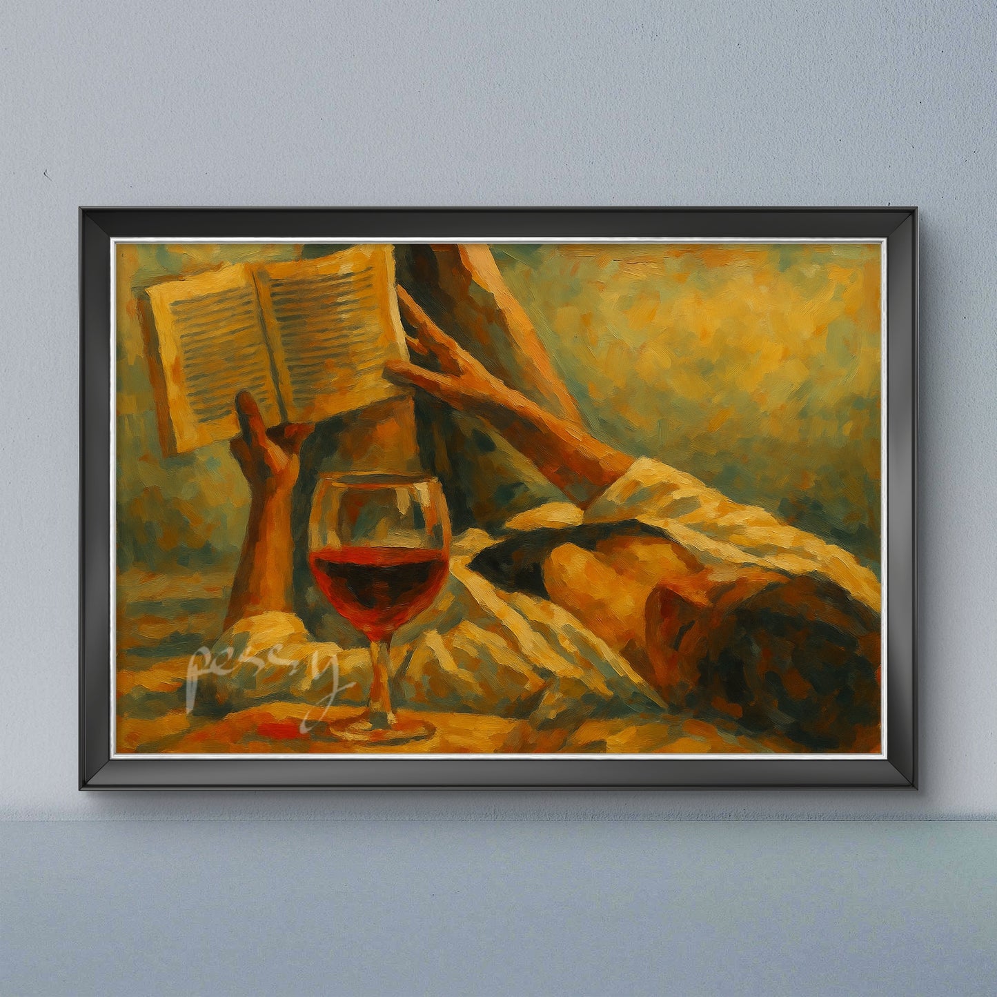 The one with the Book and Wine (Landscape)
