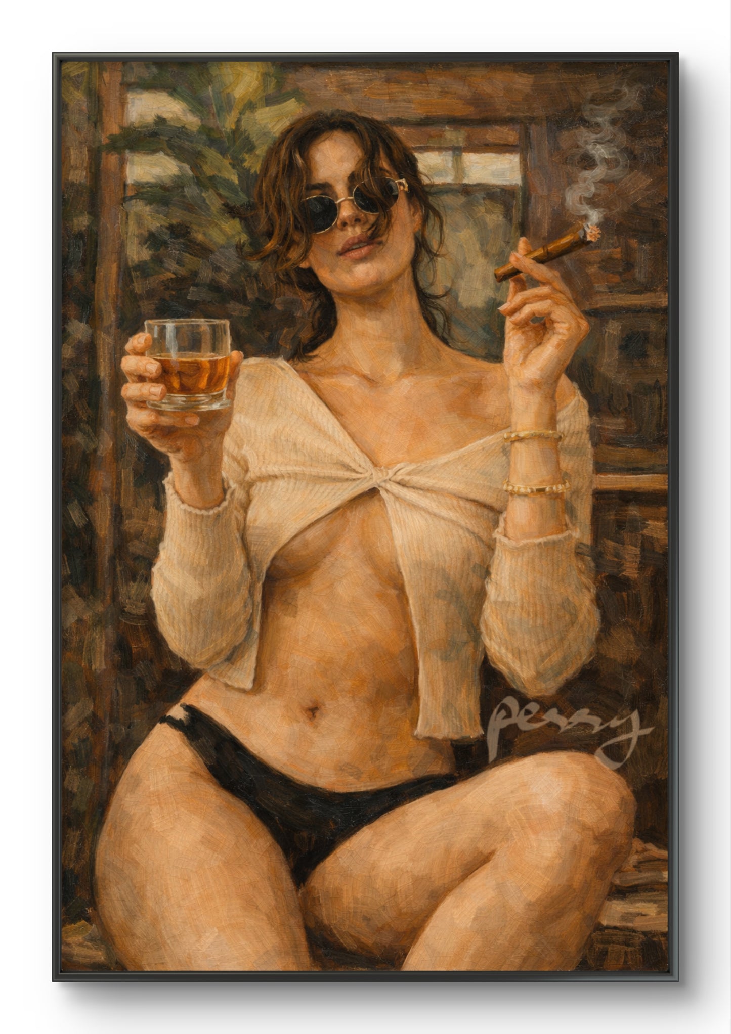The one with cigar and whiskey