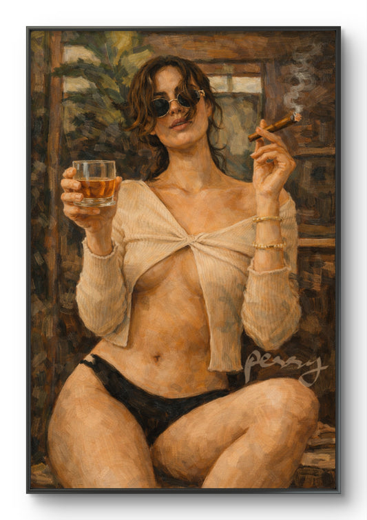 The one with cigar and whiskey