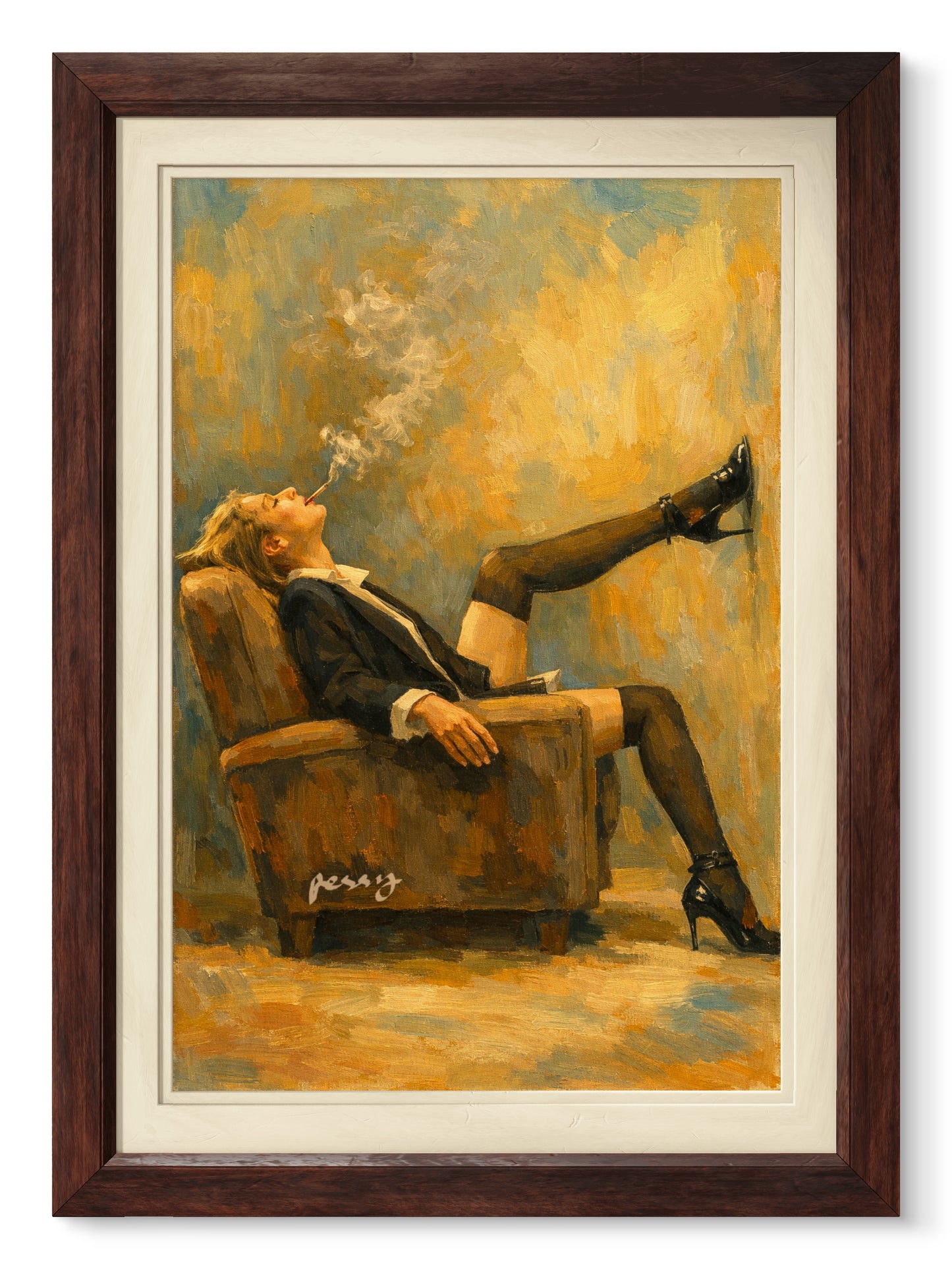 The one smoking against the wall