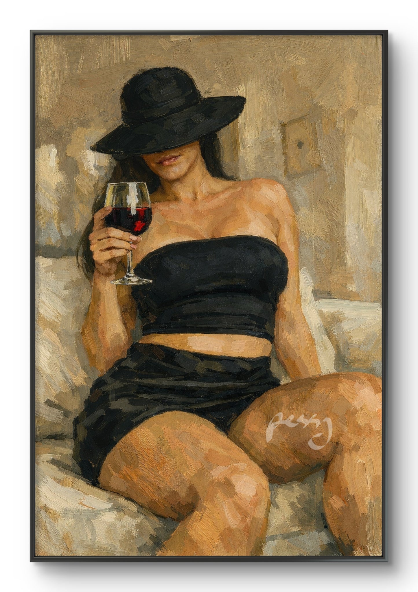 The one with the hat and Red wine