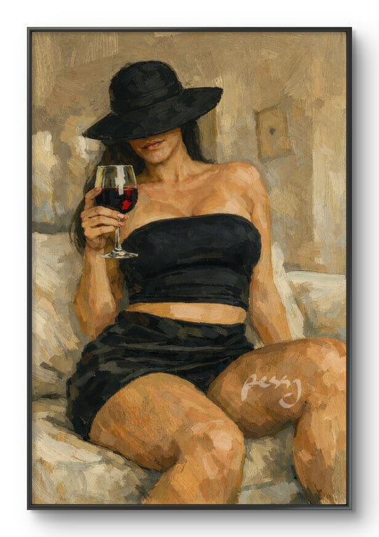 The one with the hat and Red wine