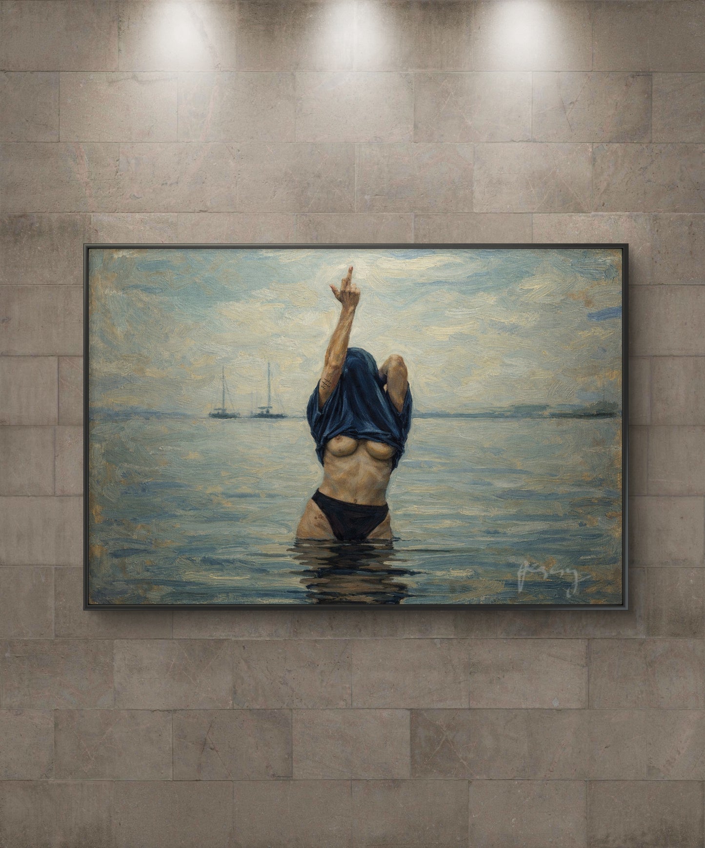 The one with the middle finger in water