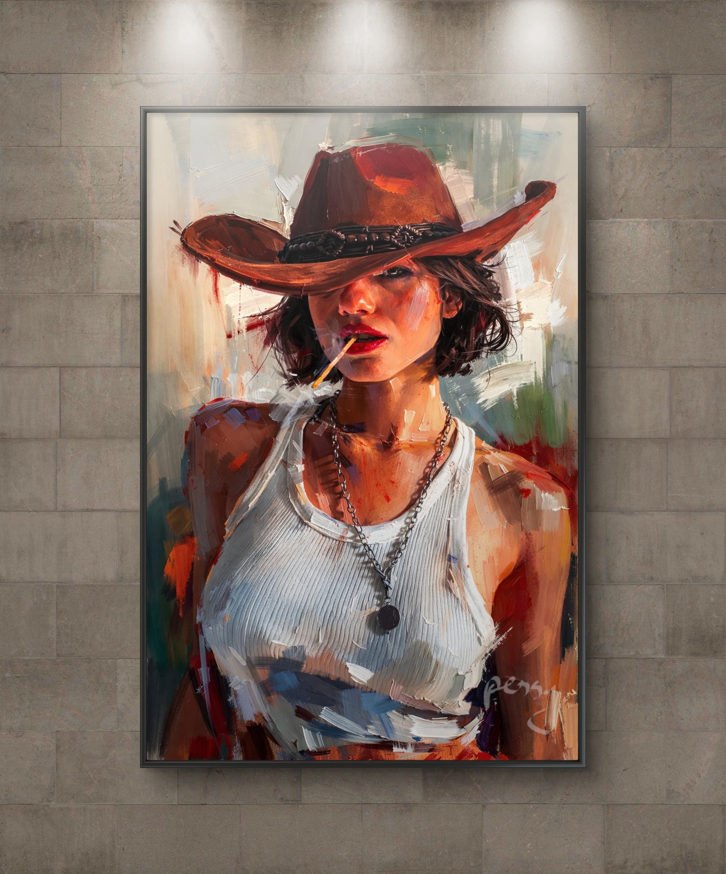 The one wearing a cowboy hat