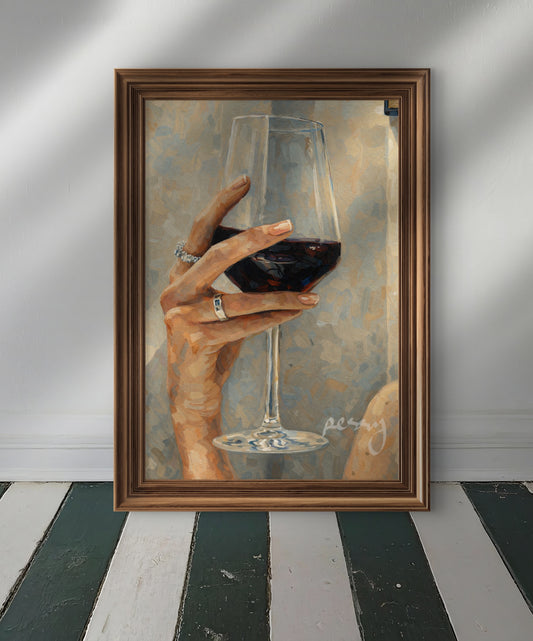 The one with the hand holding the wine glass