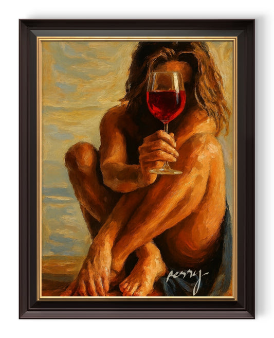 The one passing the red wine glass