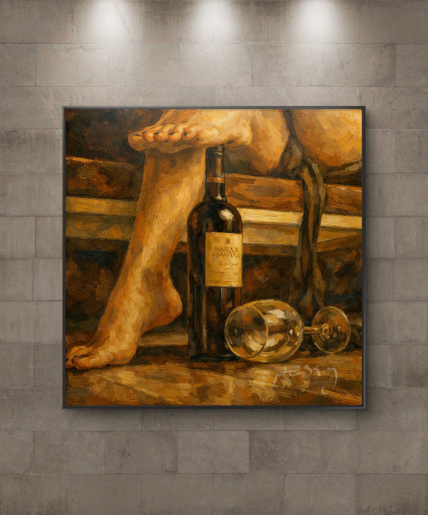 The one with the bottle under foot