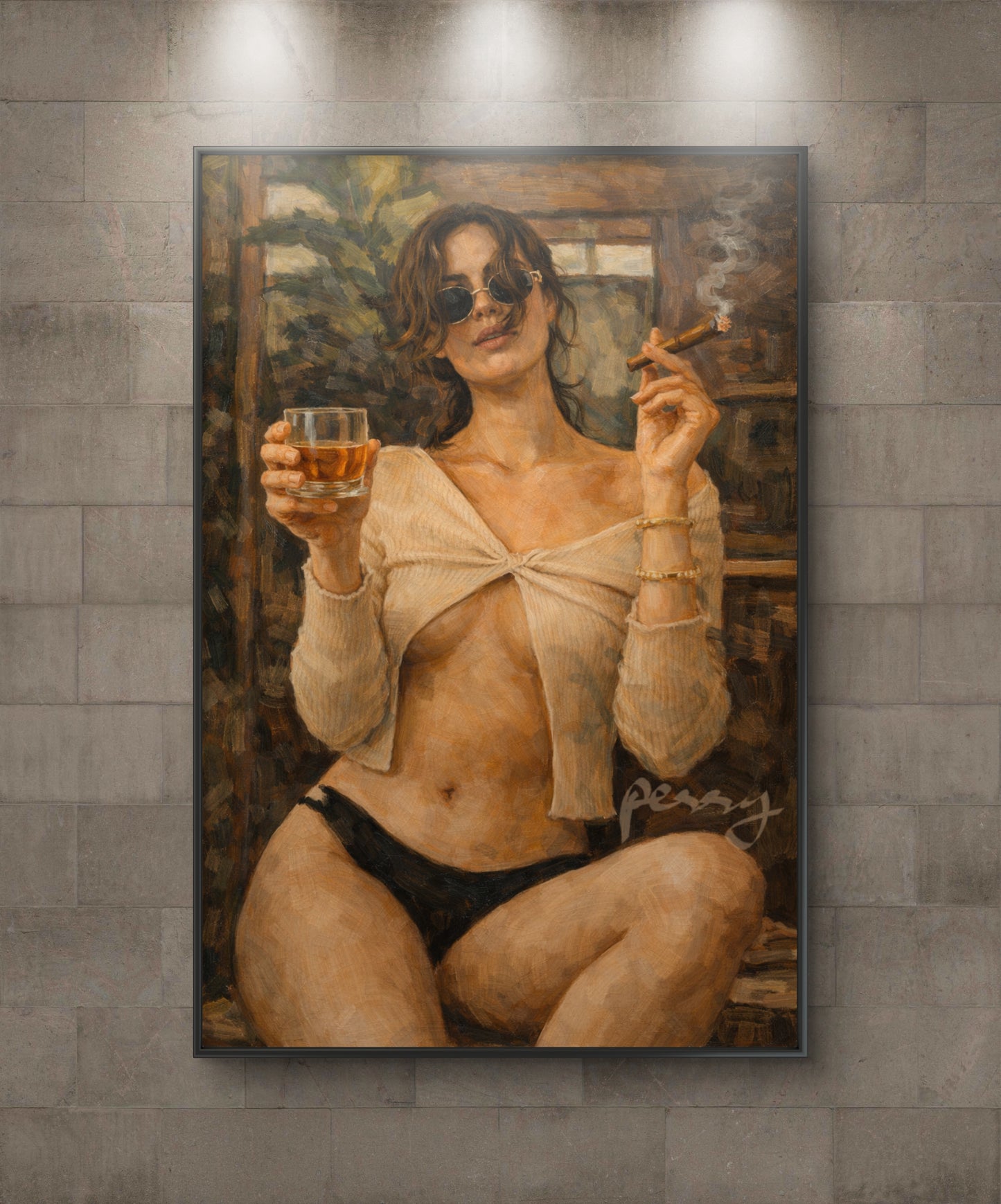 The one with cigar and whiskey