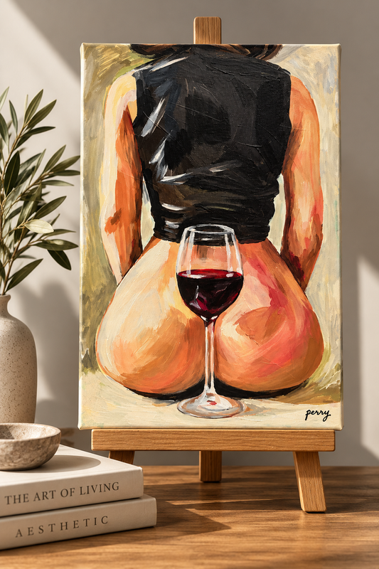 The one hiding her wine (Hand Painted)