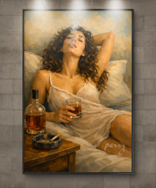 The one smoking and drinking Whiskey