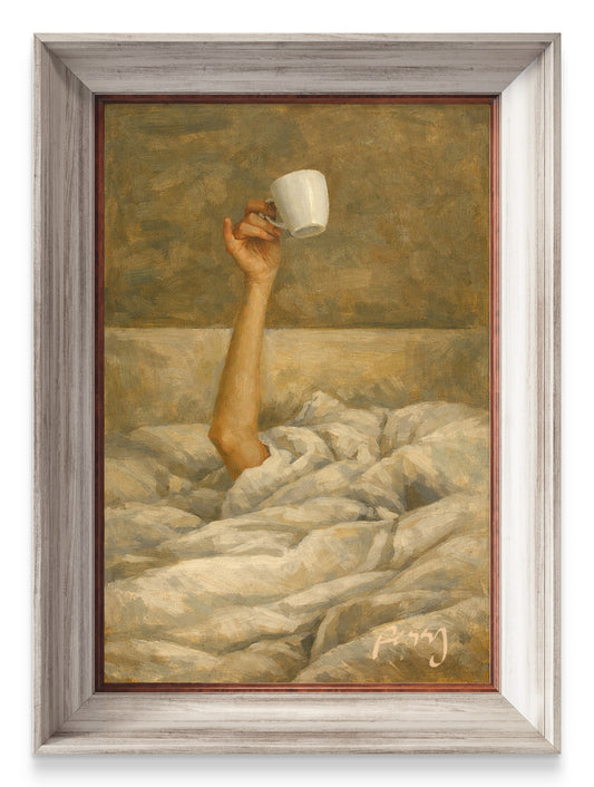 The one with coffee up in hand