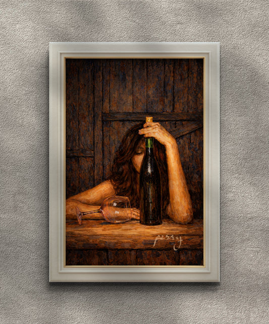 The one holding the wine bottle