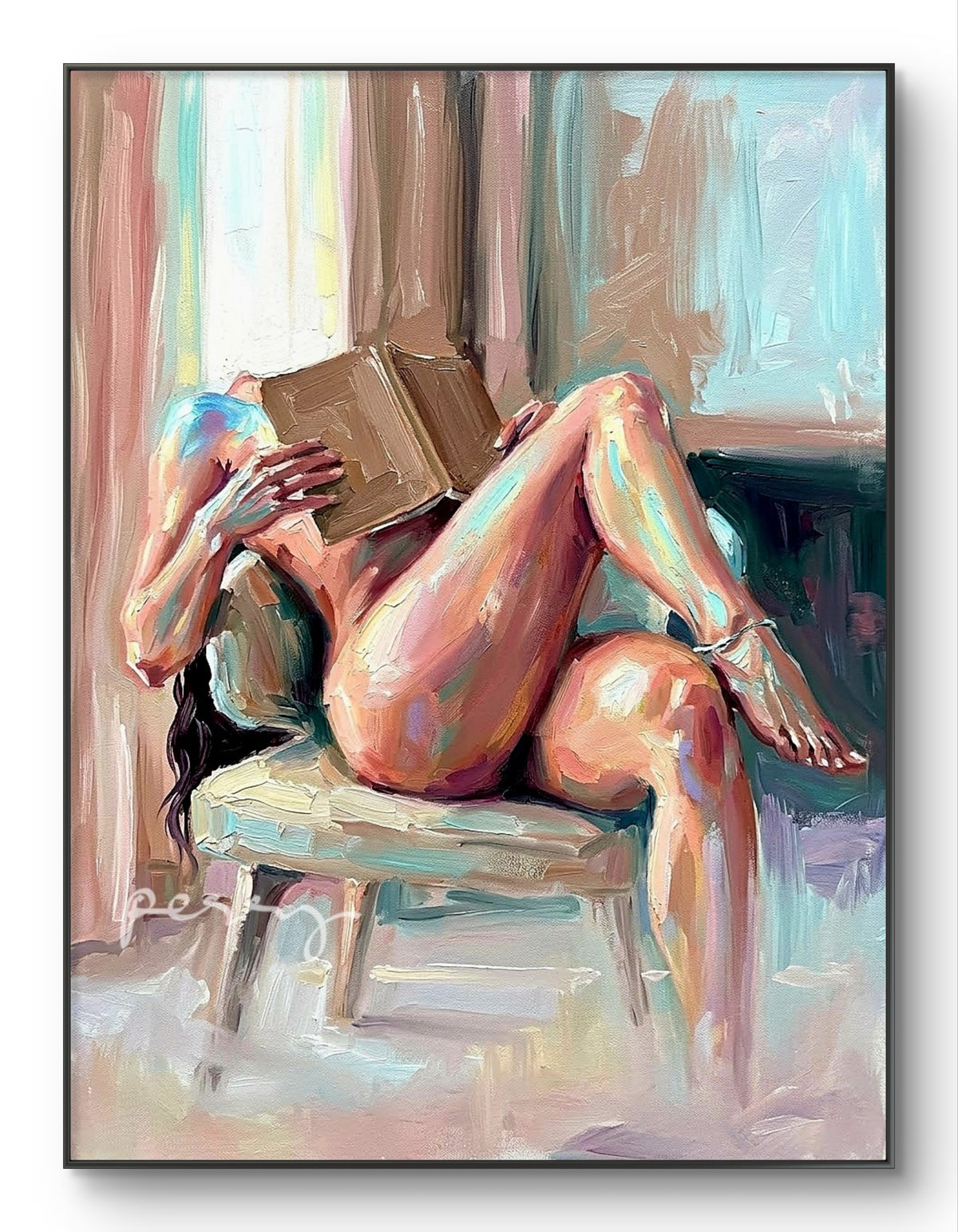 The one keeping a book on her chest