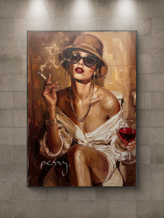 The one in the toilet smoking and drinking wine