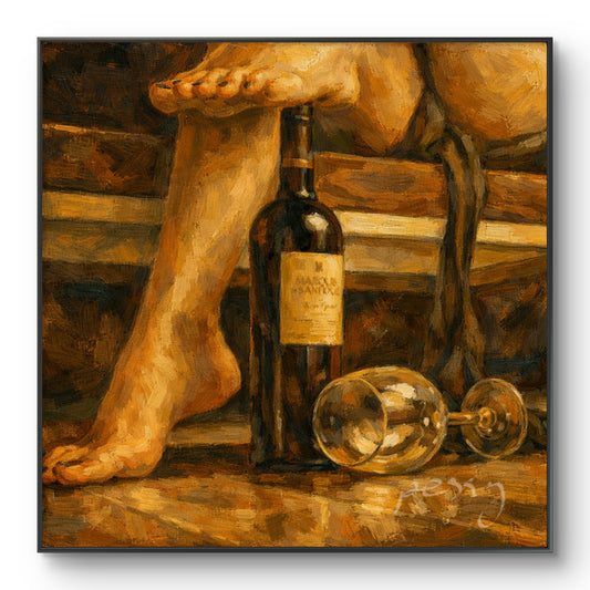 The one with the bottle under foot